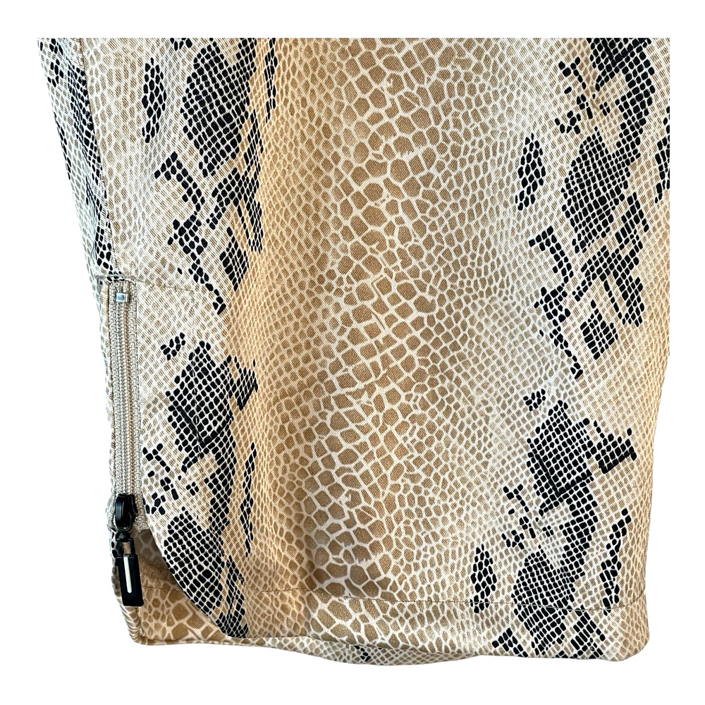 JAMIE SADOCK Size 16 Tan Black Snakeskin Print Side Zip Bermuda Golf Long Shorts - Picture 5 of 8